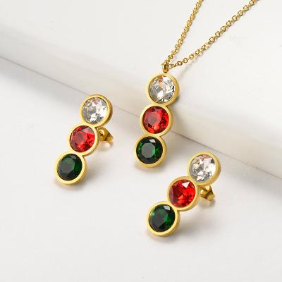 China BAOYAN Fashion Jewelry CLASSIC CZ Crystal Round Stainless Steel Jewelry Sets for sale