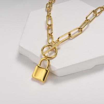 China Baoyan Fashion Wholesale Stainless Steel Necklace 18K Environmental Friendly Gold Plated NecklaceJewelry Necklace Lock for sale