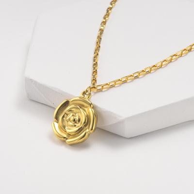 China Baoyan Fashion Environmental Friendly Wholesale Stainless Steel18K Gold Plated Flower Necklace for sale