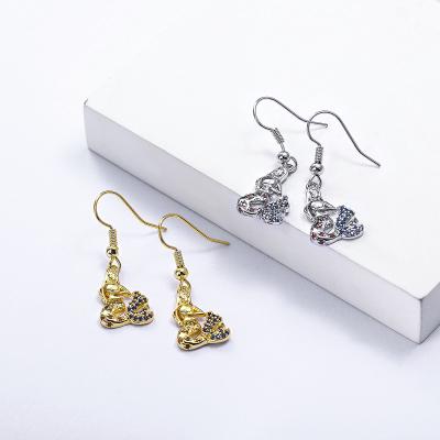 China Other Womens 18k Gold Plated Silver Brass Drop Earring For Wedding Trendy Jewelry for sale