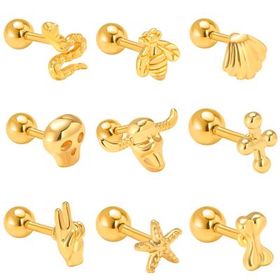 China FASHIONABLE aretes oro laminado gold filled stud earings sets women ear piercing jewelry for sale