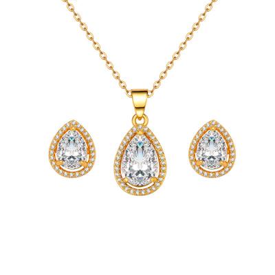 China Bridal Jewelry Set Bling Diamond Women Luxury Gold Filled Jewelry AAA Cubic Zirconia 18k Gold Dubai Bridal Jewelry Sets for sale