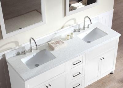 China Bathroom Double Vanity Countertops And Sinks White Color Quartz Vanity Countertops for sale