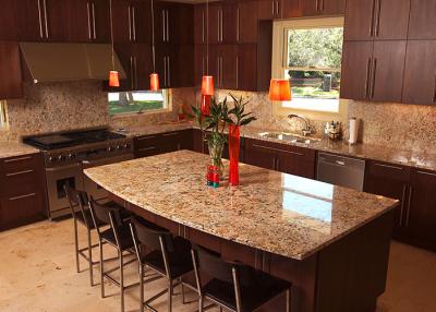 China Luxury Glossy Custom Granite Countertops Table / Stone Kitchen Worktops for sale