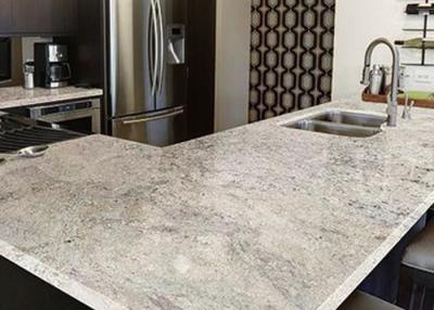 Κίνα Άσπρα μαρμάρινα καφετιά λωρίδες Worktops κουζινών γρανίτη με το νεροχύτη προς πώληση