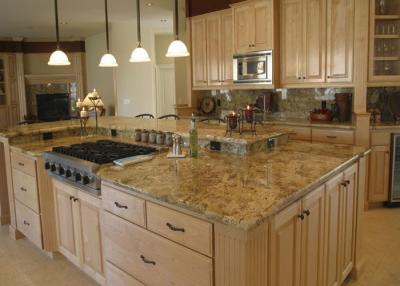 China Modern Luxury Polish / Honed Marble Kitchen Countertops With Ceramic Sink for sale