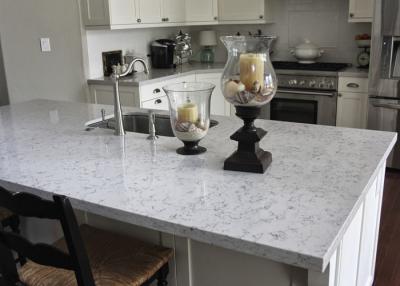 China L Shape Natural Marble Kitchen Worktops / Honed Stone Countertops for sale