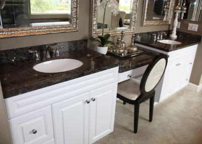 China Black Color Artificial Stone Countertops Cabinet / Prefabricated Vanity Tops for sale