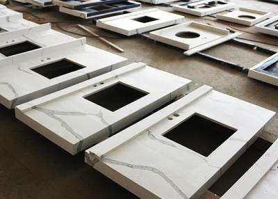 China Carrara Marble Prefabricated Vanity Tops 61 X 22 Single Double Sinks for sale