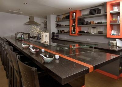 China Glo Cream Stone Kitchen Worktops / Half Bullnose Artificial Granite Countertops for sale