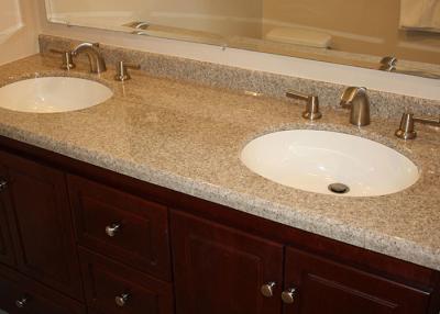 China Brown Marble Eased Edges Bath Vanity Tops Single Double Sink Countertop for sale