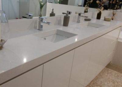 China White Artificial Stone Bath Vanity Tops With Sink Eased Edges for sale