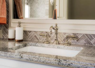 China Giallo Caspian Natural Marble Bath Vanity Tops With Eased Edges for sale