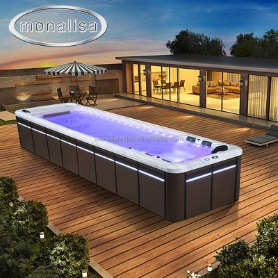 China Popular 4 Person Outdoor Fiberglass Container Swimming Pool Endless Spa Outdoor Swim Pools for sale