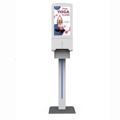 China Floorstanding Customized Metal Touchless Hand Sanitizer Holder With Digital Advertising Screen for sale