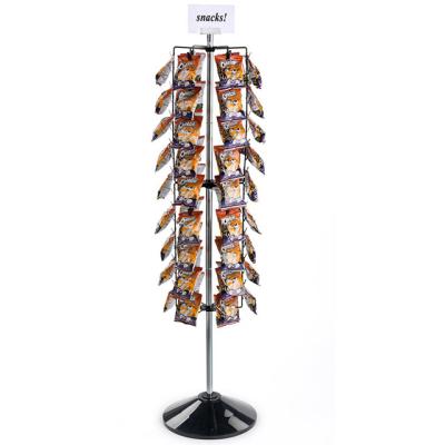 China Floorstanding Customized Floorstanding Rotating Metal Food Display Rack For Retail Store for sale