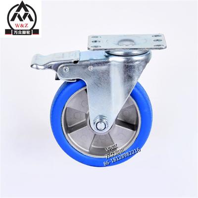 China 5 Inch Flat Free Blue Aluminum Core Swivel Caster Rubber Wheel With Cutoff/Medium Michelin Aluminum Core Rubber Wheel /Rubber Casters for sale