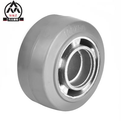 China High Elastic Rubber Roller 100x50mm 4 Inch 100mm Core Flat Free Heavy Duty Aluminum Solid Rubber Gray Movable Single Wheel Caster Wheel for sale