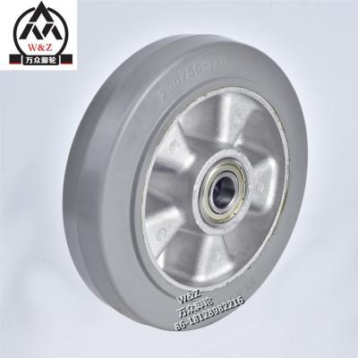 China 8 Inch Gray Rubber Single Wheel /European New Style Flat Free Aluminum Core Gray Plate Solid Nature Rubber Casters & Wheels for sale