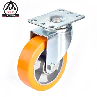 China Other Medium Duty Aluminum Caster Wheel Caster 100mm Swivel Polyurethane Core 4inch PU Caster Wheel for sale