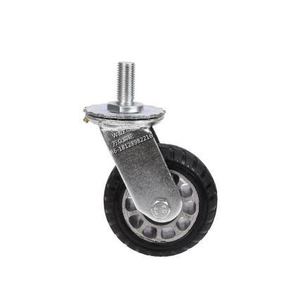 China 5 Inch Flat Screw Thread Swivel Paddle Caster Freewheel/Camber Heavy Duty Elastic Rubber Caster Wheel/Best Aluminum Hub Rubber Wheels for sale