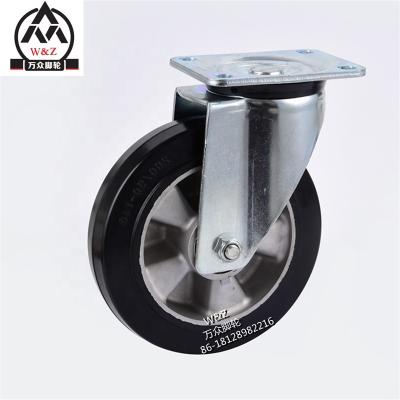 China 8 inch platform flat free swivel rubber wheel/European style aluminum core rubber wheel/high temperature casters and aluminum alloy wheels for sale