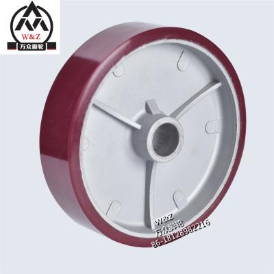 China Single Type 8 Flat Free Red Aluminum Core Wheel / 200 Mm America Inch Heavy Duty Aluminum Core Polyurethane Wheel / Good Solid PU Caster Wheel for sale