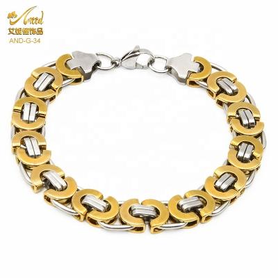 China Fashion High Quality 361L Stainless Steel Gold Double Plated Two Tone Charm Bicycle Chain Bracelet Lobster Clasp Link Bracelet for sale