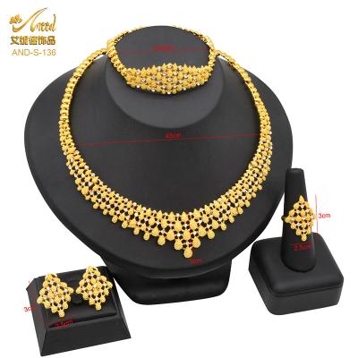 China Romantic Factory Wholesale 24K Gold Geometric Dangle Earrings Set Women Exquisite Christmas Party Jewelry Set for sale