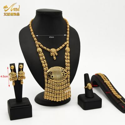 China Romantic 14K Turkish Jewelry Set Jewelry Sets 18K Luxury Necklace Jewelry Sets African Nigeria Copper Brazilian Jewelry Set for sale