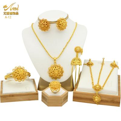 China India Romantic Wholesale Traditional Lead Free Wedding 18K 24K Gold Plated Jewelry Sets For Bridal for sale