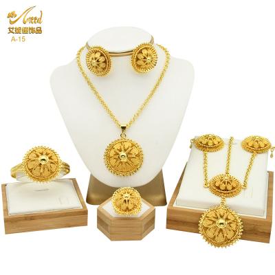 China Romantic Fancy Vintage India 18k 24k Gold Plated Alloy Islamic Customized Jewelry Sets For Women for sale