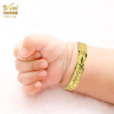 China New Baby Romantic Bangle Jewelry Custom 22K Gold Plated Metal Baby Bangles Bracelets For Kids and Babies for sale