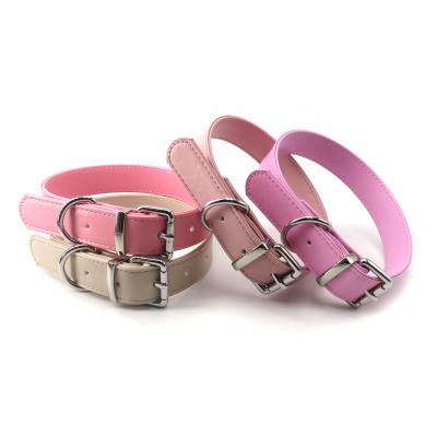 China Durable Luxury PU Leather Pet Collar Custom Colors Waterproof Classic Vegan Soft Padded Genuine Leather Dog Collar for sale