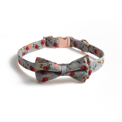 China 2021 Luxury Padded Dog Collar Rose Gold Buckle Custom Cute Pet Printing Adjustable Pet Collar for sale