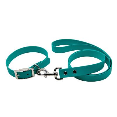 China Wholesale Padded Easy Cleaning PVC Dog Collar Leash Set Waterproof Dog Hunting Collar And Lead With Metal Buckle for sale