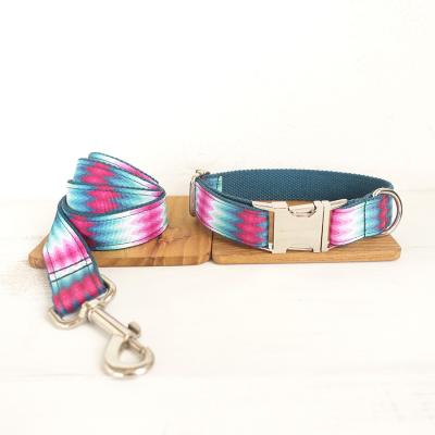 China Custom Wholesale Buckle For Dog Collar And Leash Set Polyester High Quality Luxury Dog Collar Set for sale