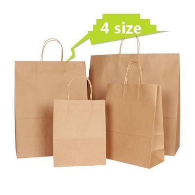 China Brown Kraft Paper Bag Custom Recyclable Recyclable Kraft Paper Printing Logo Kraft Shopping Bag With Handle for sale