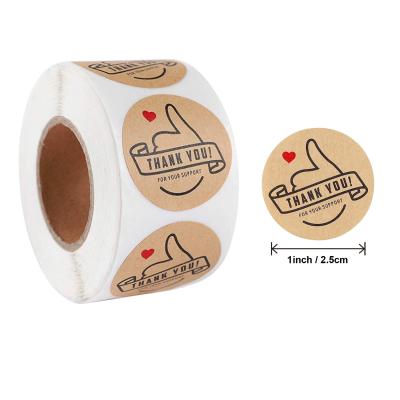 China Custom Logo Thank You Kraft Paper Waterproof Adhesive Custom Labels For Decor/Roll Gifts Sticker Label 500 pcs for sale