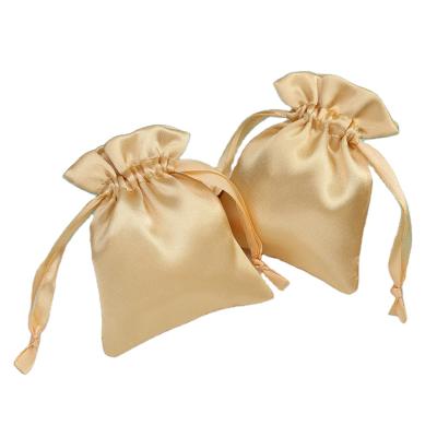 China Recyclable Custom Made Luxury Satin Bag Dust Bags Drawstring Goldsatin Satin Wig Packaging Bags for sale