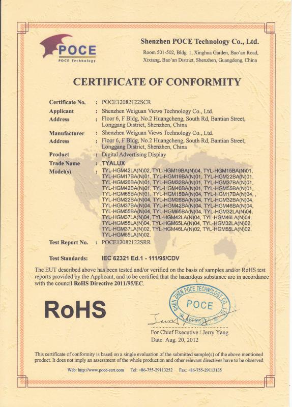 RoHS - Shenzhen Weiguan Views Technology Co., Ltd.