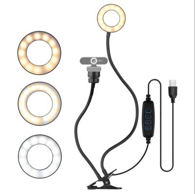 China Table Top / Desk Ring Lamp Set Hit Color Temperature Portable Adjustable Moving Clips Selfie Ring Light With Led for sale