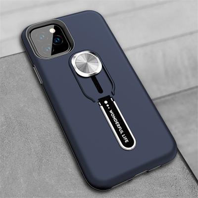 China Fanshion Simple 2 in 1 Soft TPU Case PC Phone Case Buckle Kickstand Metal Stand Cover Soft Hard Case For Iphone for sale