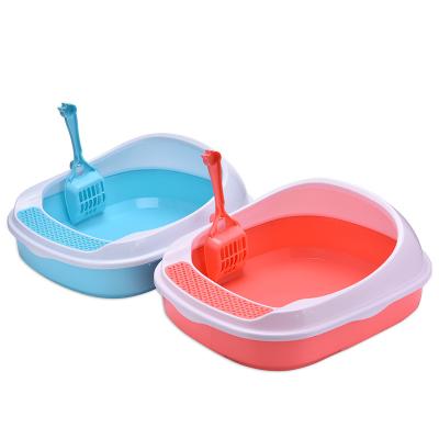 China Sustainable Pet Grooming Travel Toilet House Cat Litter Box with Litter Scoop Cat Litter Tray Training Sand Blue for Cats Cleanse Products for sale