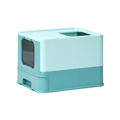 China Cats Collapsible Cat Litter Box with Extra Large Lid Bin with Cat Litter Scoop for sale