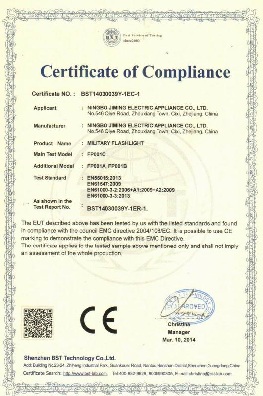 CE - Ningbo Jiming Electric Appliance Co., Ltd.