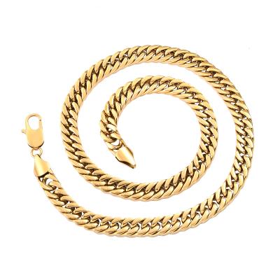 China Hip Hop Punk Fashion Jewelry Real Gold Plated Miami Cuban Charm Chain Necklace For Men 8inch-24inch Optional for sale