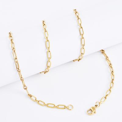 China CLASSIC Fashion 18K Gold Plated Necklace Stainless Steel Bracelet Non-fade Cable Chain For Handcraft Jewelry for sale