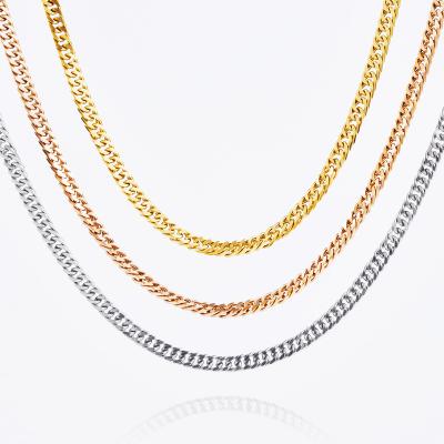 China Fashion CLASSIC Gold Plated Cuban Chain Accessories Stainless Steel Necklace Hip Hop Jewelry With Polish Double Wire Face for sale