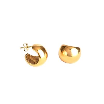 China European Popular Trendy Stainless Steel Fashion 18K Gold Plated Chunky Earrings Jewelry Simple Earring For Lady for sale